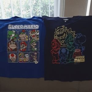 NWT Boys Super Mario Set of 2 Short Sleeve Blue T-shirts, Sz S(8)